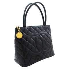 Used CHANEL Gold Medallion Caviar Shoulder Bag Grand Shopping Tote