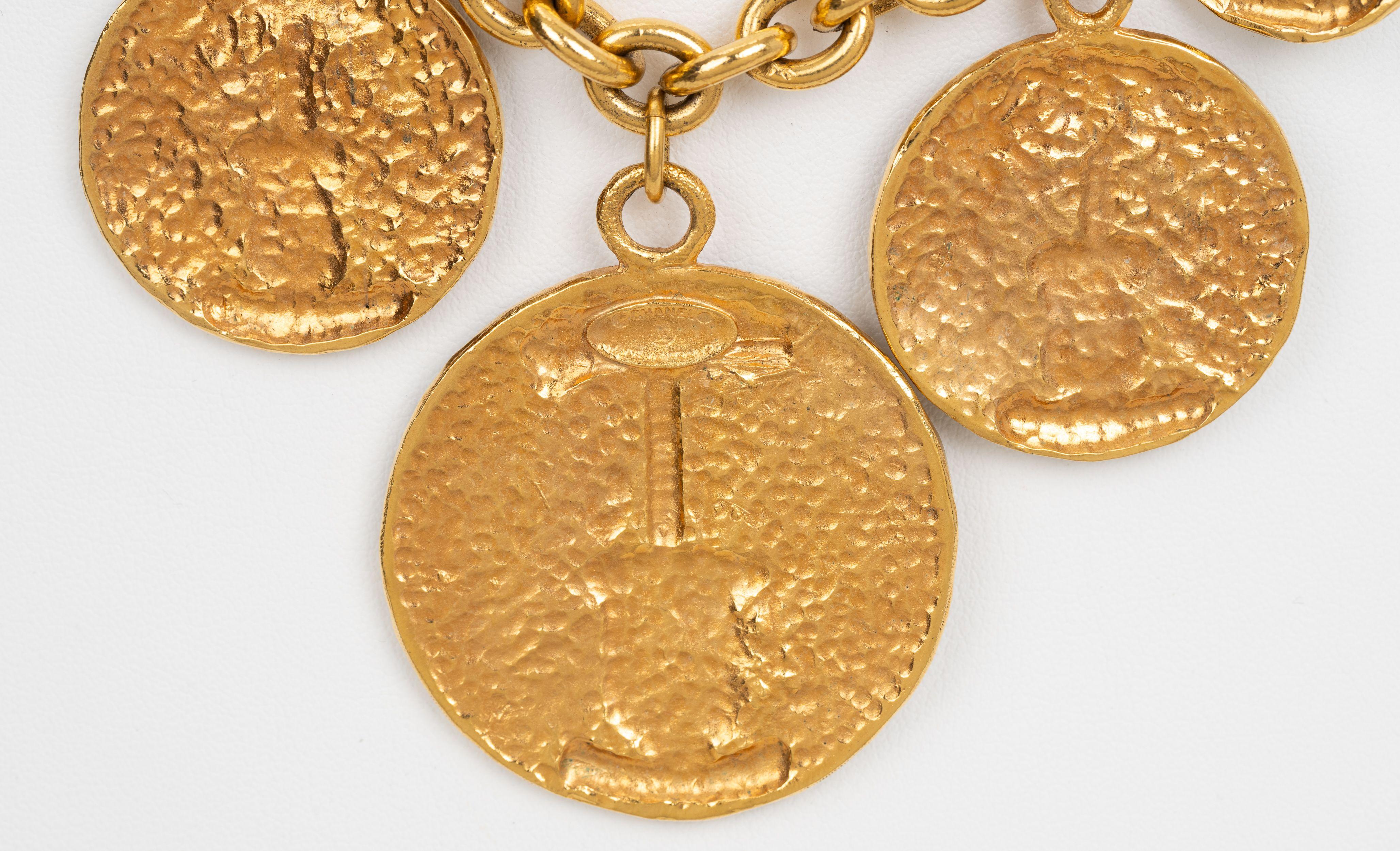 Women's Chanel Gold Medallion Charms Necklace For Sale
