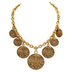 Chanel Gold Medallion Charms Necklace