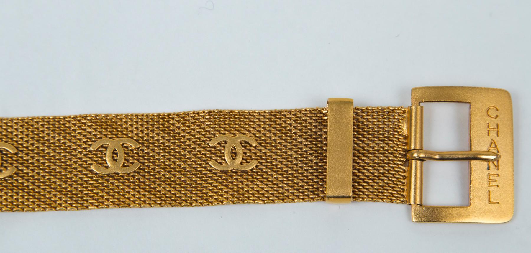 Women's or Men's Chanel Gold Mesh Cuff Bracelet