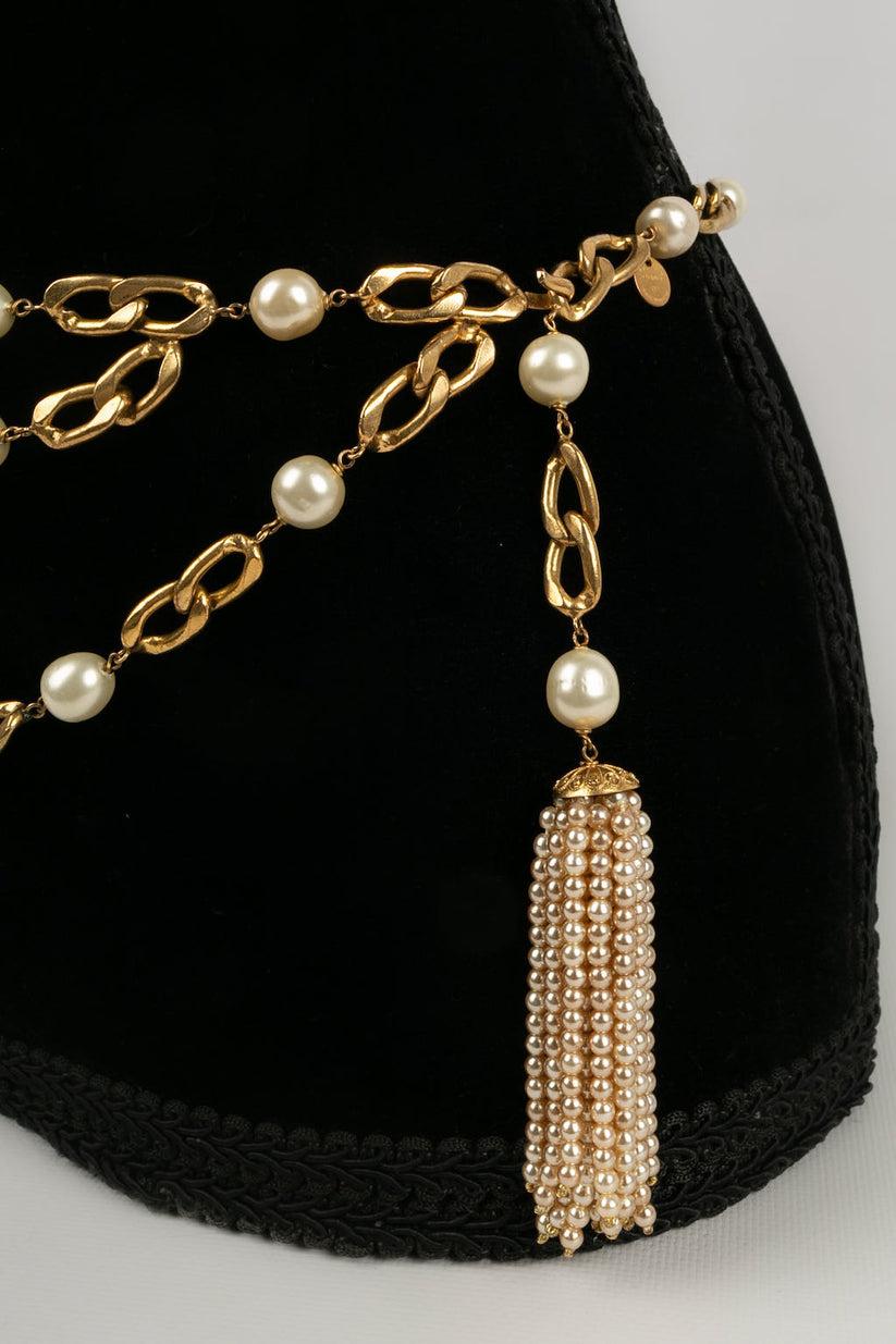 Women's Chanel Gold Metal and Pearly Belt
