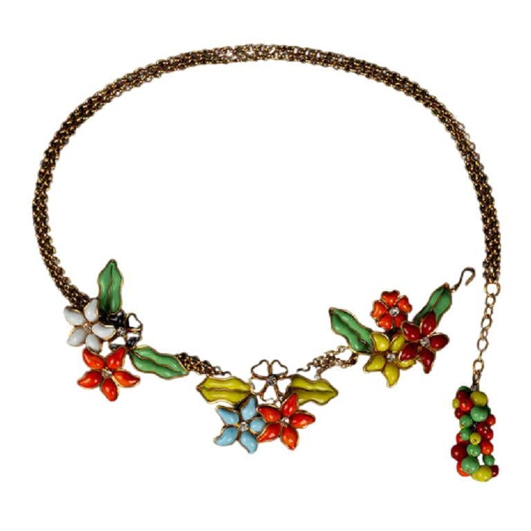 Ceinture Chanel en métal doré et strass Swarovski, Collection 1997