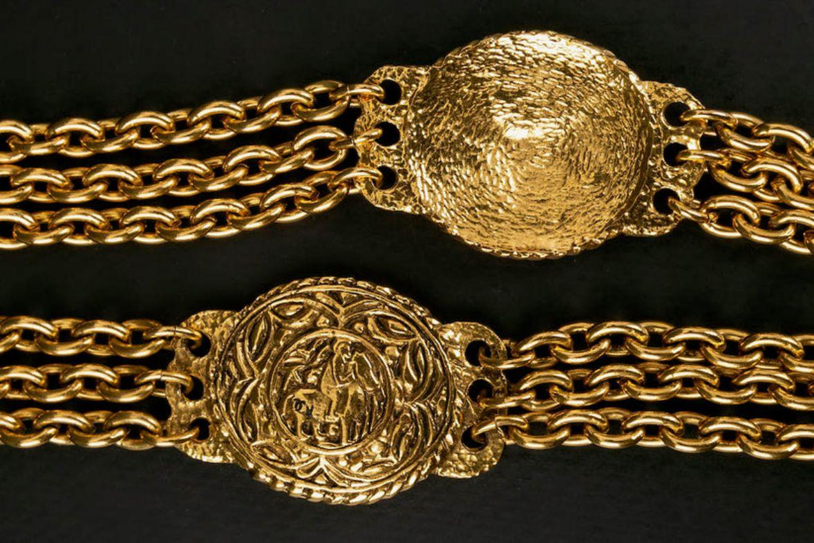 Chanel Gold Metal Belt, 1980s 4