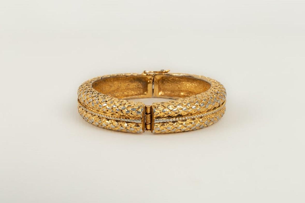Artist Chanel Gold Metal Bracelet, 1980s For Sale