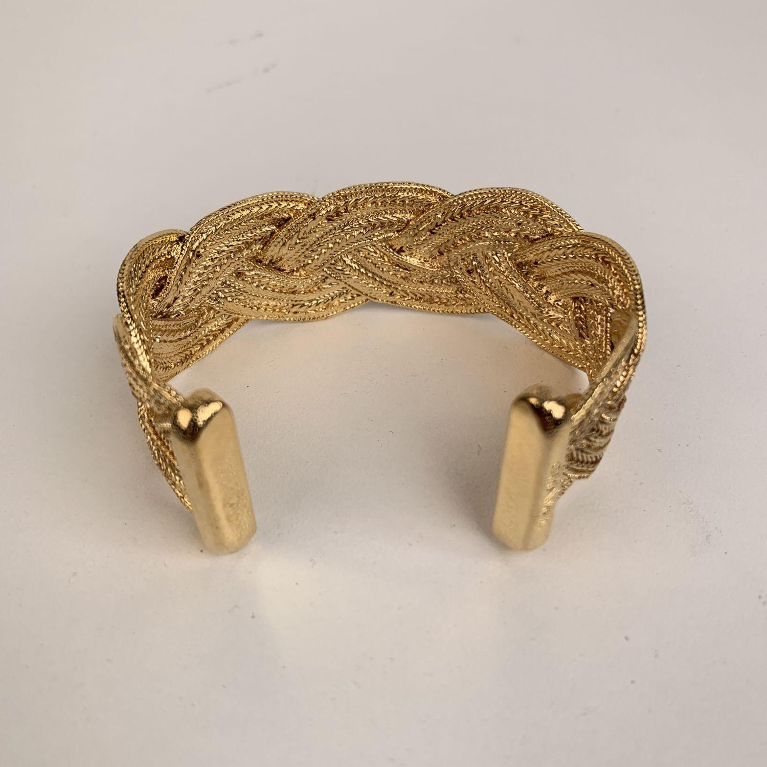 Women's Chanel Gold Metal Braided Cuff Bangle Bracelet