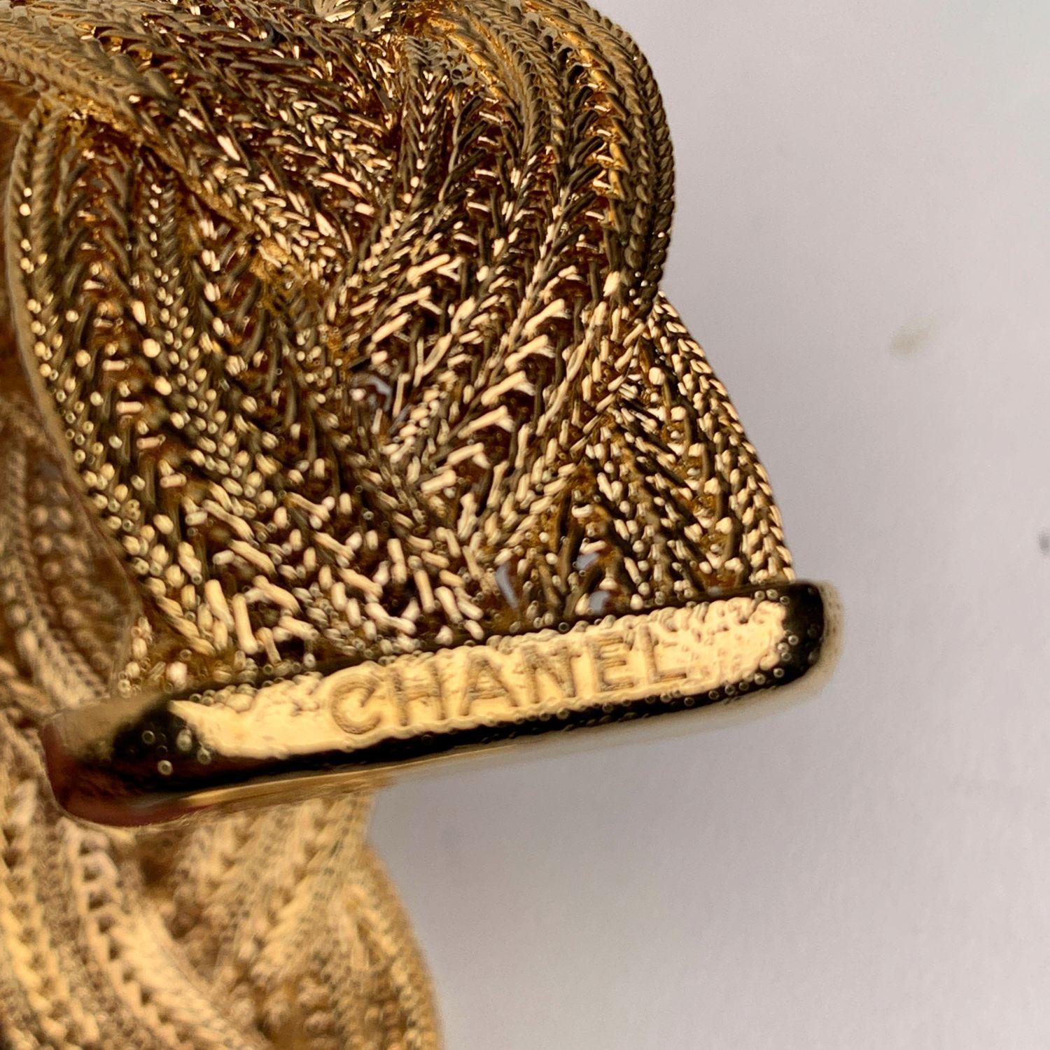 Chanel Gold Metal Braided Cuff Bangle Bracelet 1