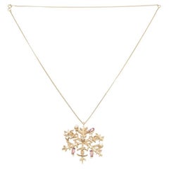 Chanel Gold Metal CC Snowflake Necklace