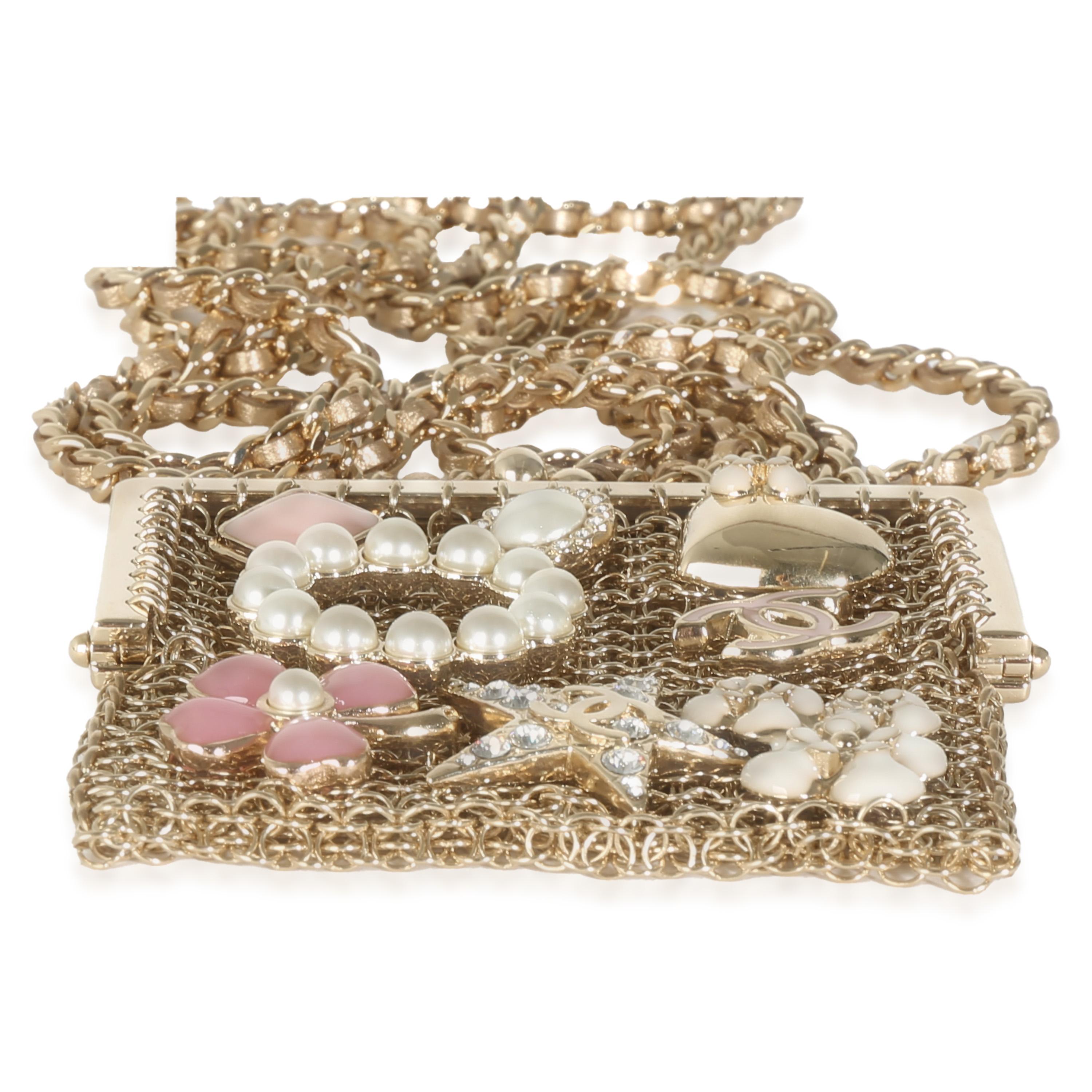 Women's or Men's Chanel Gold Metal Chain Embellished Mini Frame Pouch