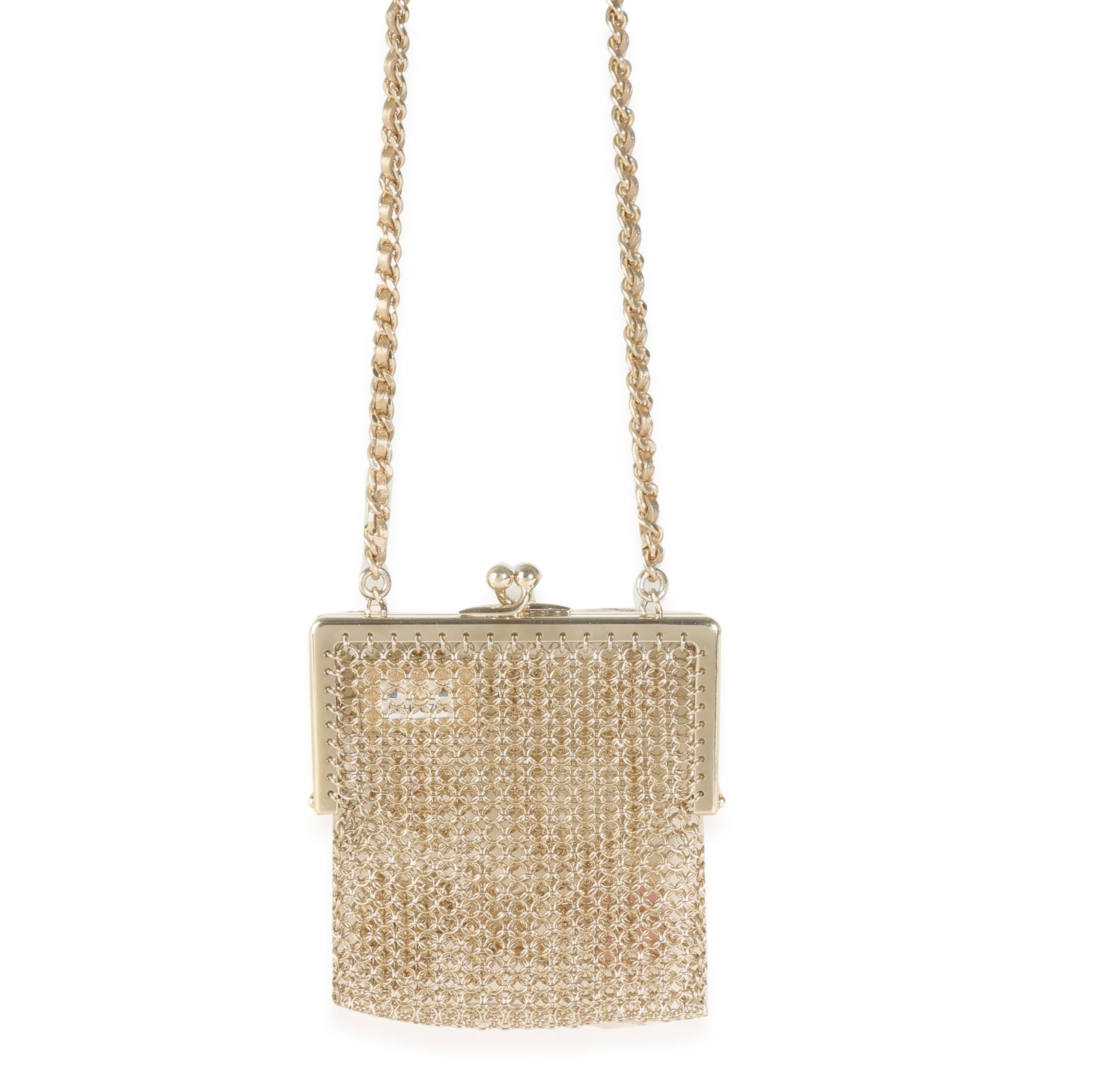 Chanel Gold Metal Chain Embellished Mini Frame Pouch 3