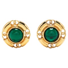 Chanel gold metal clip earrings