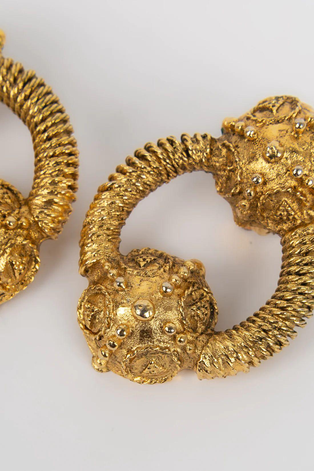 Artist Chanel Gold Metal Earrings For Sale