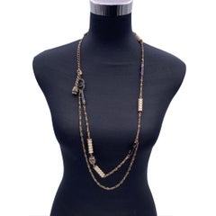 Chanel Gold Metal Paris Shangai CC Cylinders Necklace or Belt