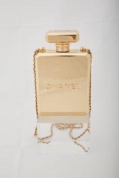 Chanel Gold Metal Perfume Bottle Evening Bag