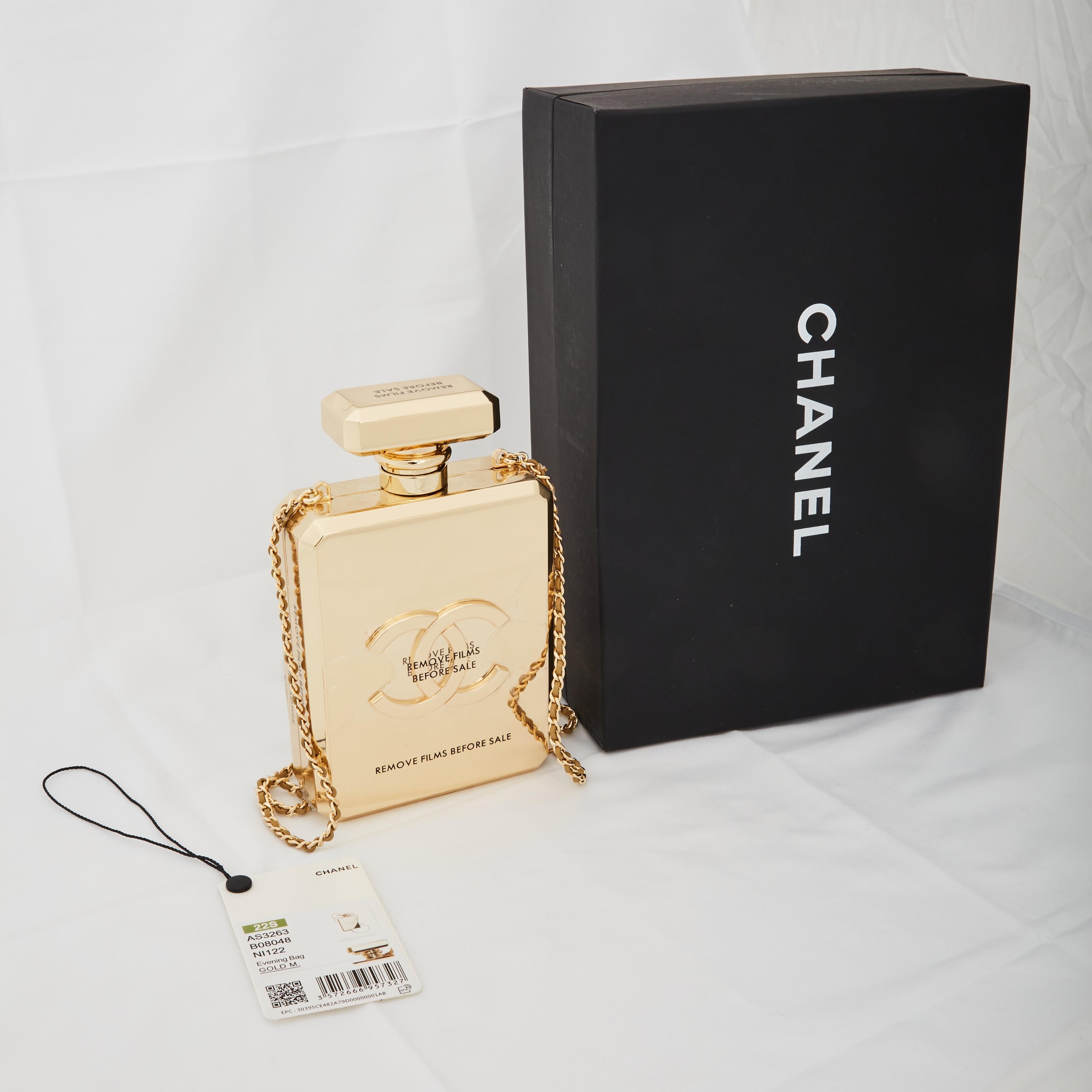 chanel gold perfume bag