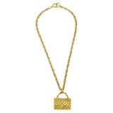 Chanel 22S Gold Link Chain Silver Crystal CC Logo Large Dangle