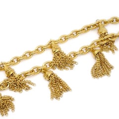 CHANEL Gold Metal Tassel Long Evening Necklace