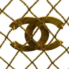 Chanel Gold Metal Transparent See-Through Carryall Travel Shoulder Tote Bag