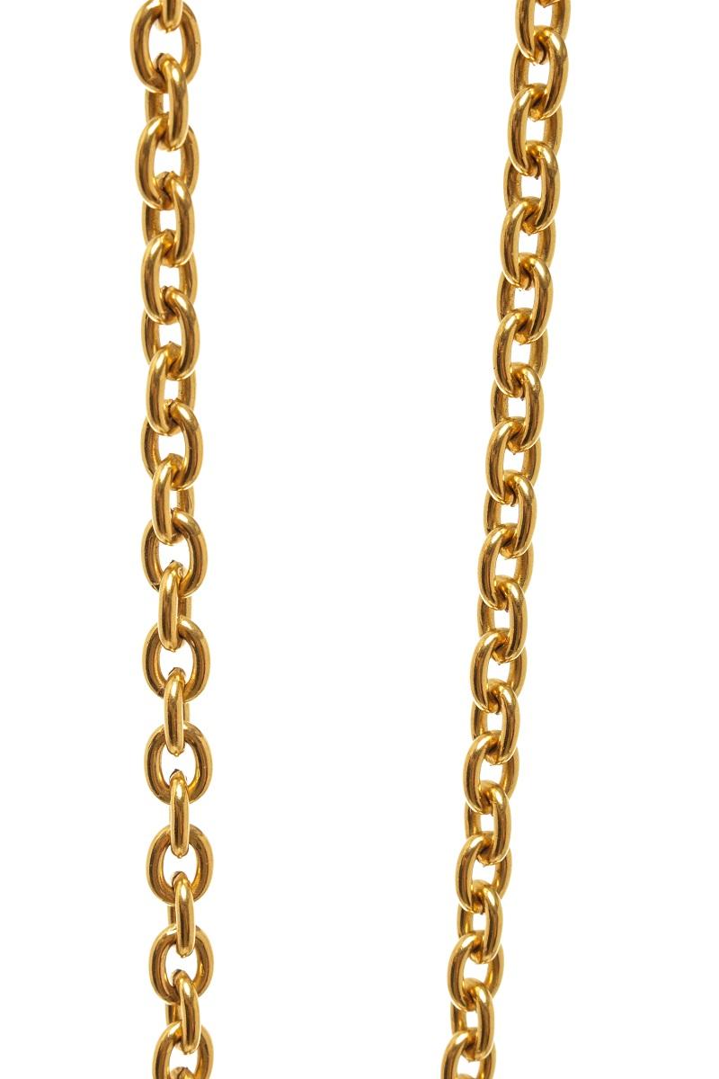 Chanel Gold Metal Vintage CC Round Pendant Necklace For Sale 4