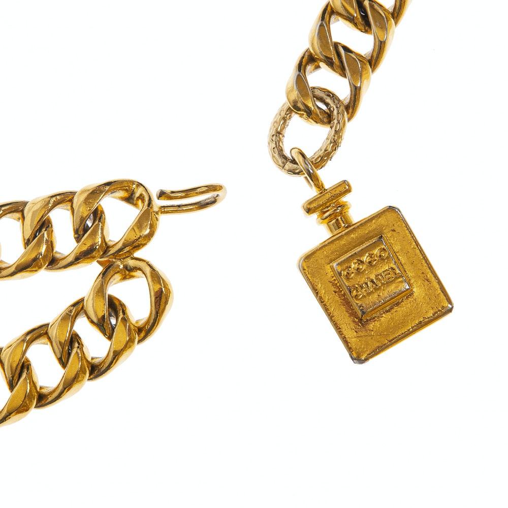Gold Chanel gold metal with Perfume pendant number5 Belt