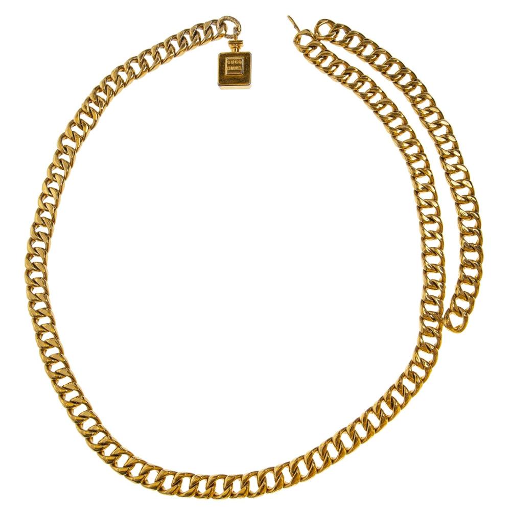 Chanel Leather Braid Gold 4K 28 Plaque Chain Belt CC-0819N-0005