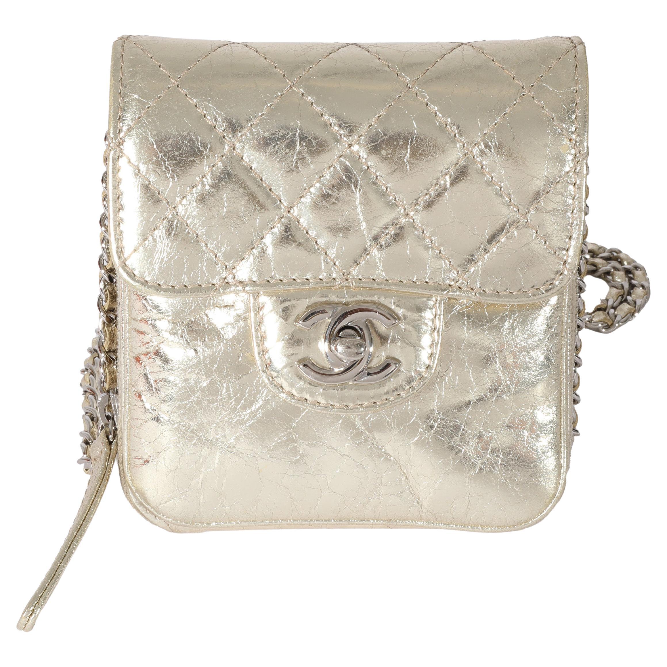 Chanel Quilted CC Wallet on Chain Quilted Metallic Lambskin