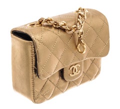 Chanel Gold Metallic Caviar Leather Mini Pouch Shoulder Bag