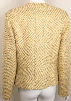 Chanel gold metallic glitter wool tweed jacket
