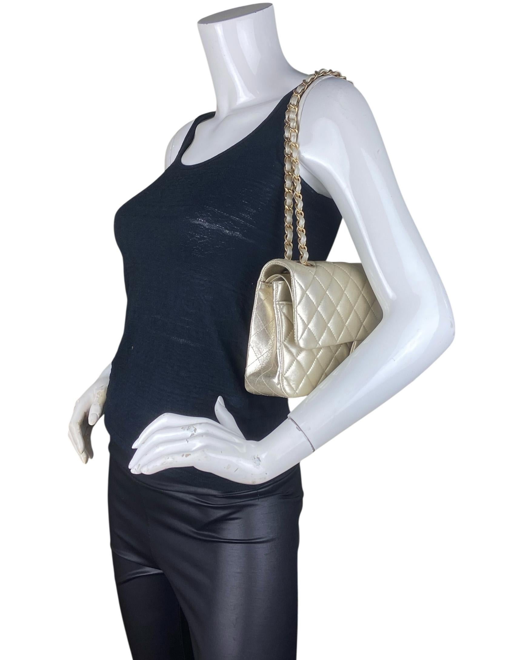 Oro Chanel Gold Metallic Lambskin Leather 10