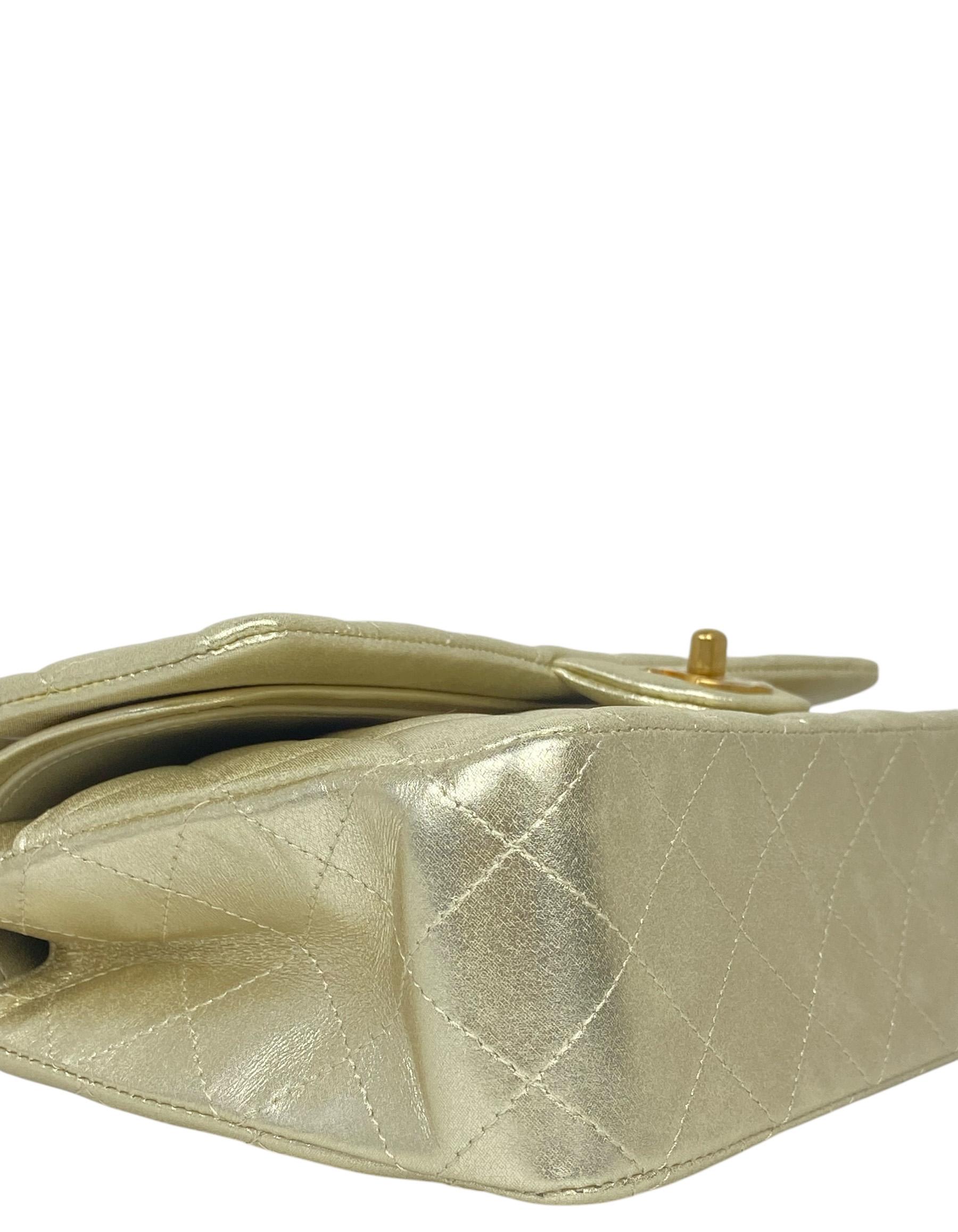 Chanel Gold Metallic Lambskin Leather 10