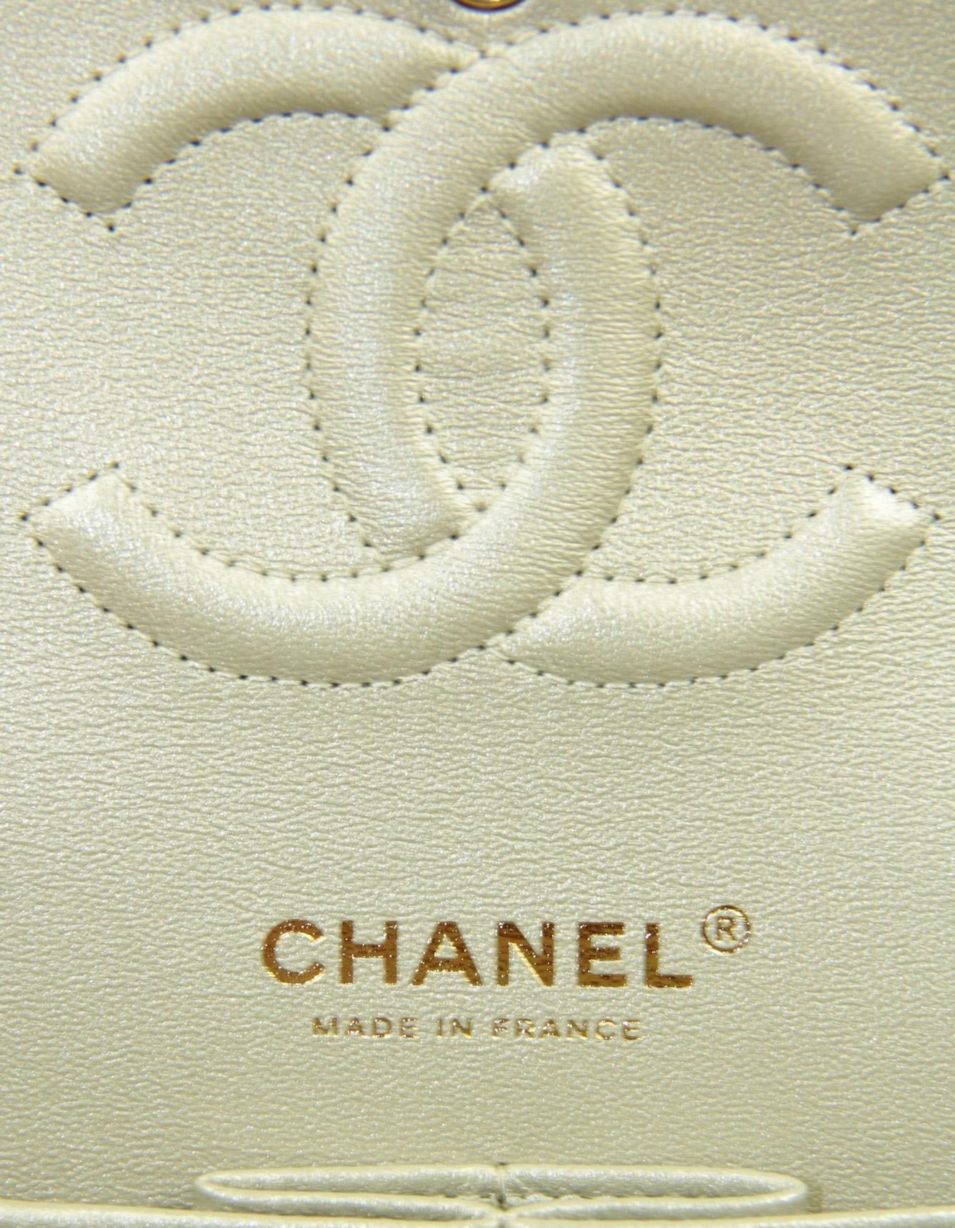 Chanel Gold Metallic Lambskin Leather 10