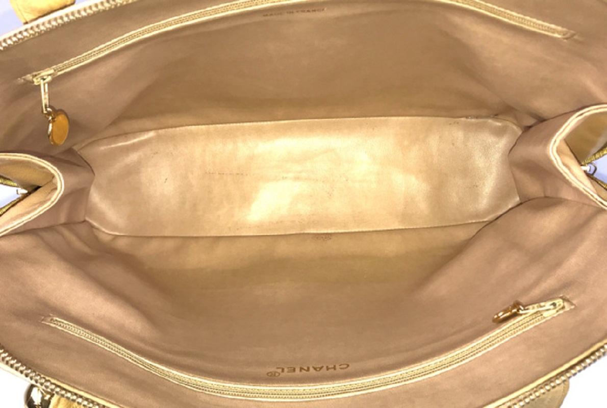 Chanel Gold Metallic Lambskin Leather CC Logo Rounded Shoulder Bag 5