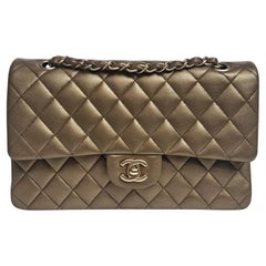 Chanel Gold Metallic Lambskin Quilted Medium Double Flap Bag