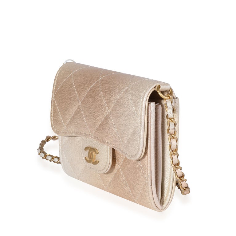 Chanel Gold Metallic Ombré Quilted Goatskin Classic Mini Clutch with ...