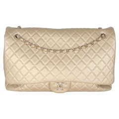 Chanel Gold Metallic Calfskin Airlines Quilted XXL Travel Flap Bag