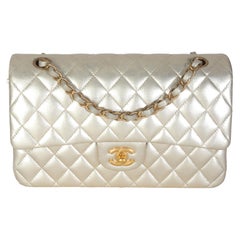 Chanel Gold Metallic Quilted Lambskin Medium Classic Double Flap Bag