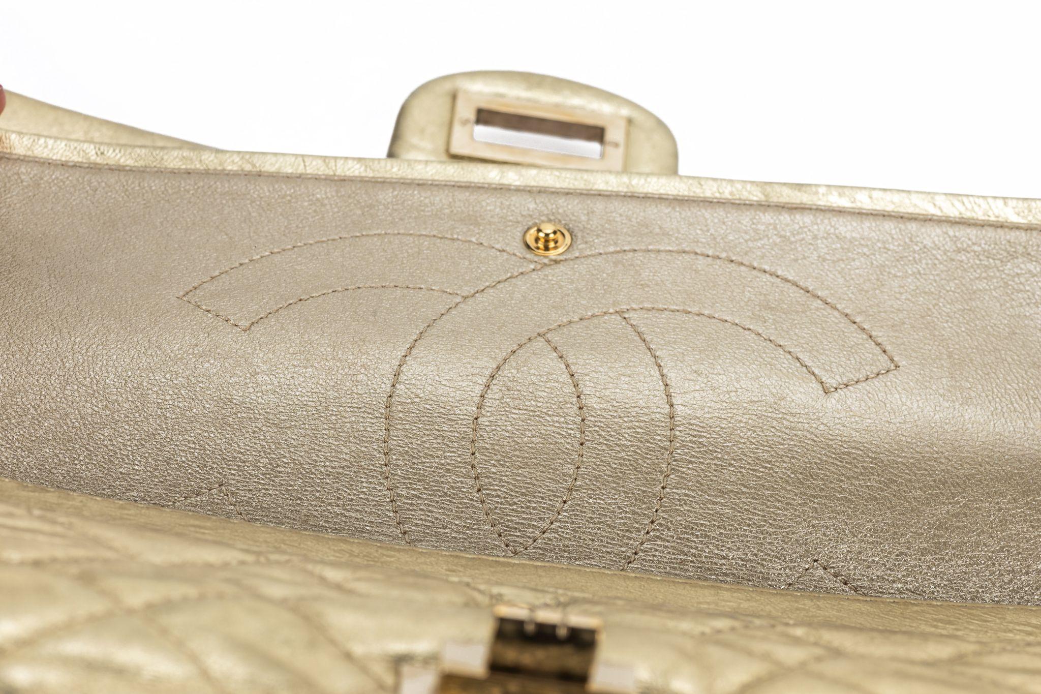 Chanel Gold Metallic Reissue 227 Double For Sale 6