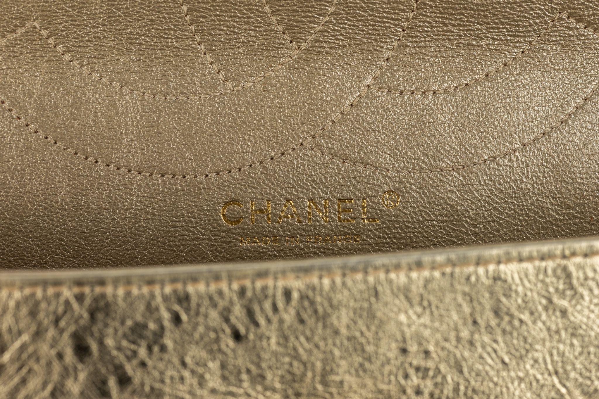 Chanel Gold Metallic Reissue 227 Double For Sale 8