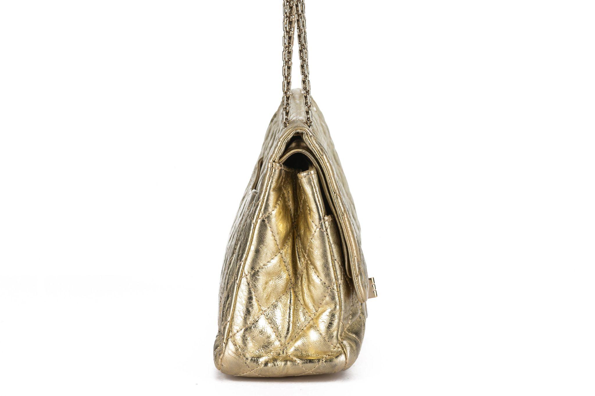 Women's Chanel Gold Metallic Reissue 227 Double For Sale