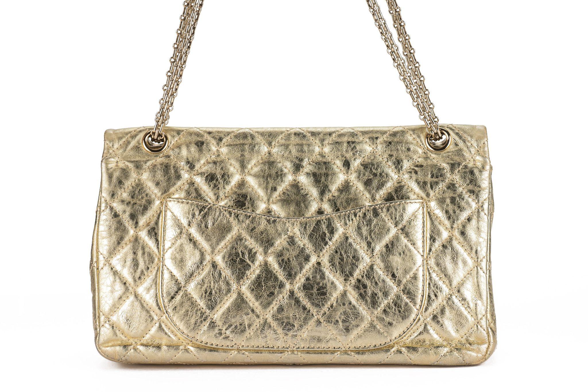 Chanel Gold Metallic Reissue 227 Double For Sale 1