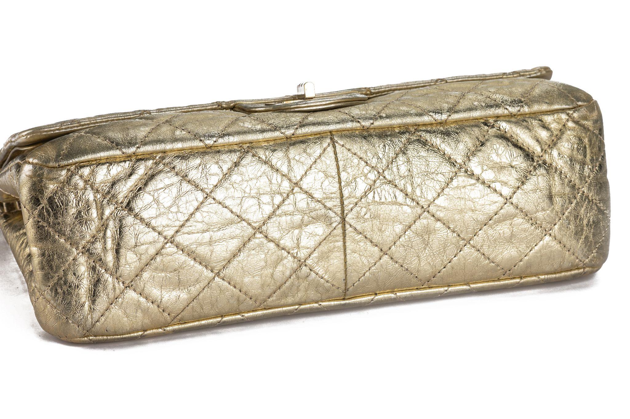 Chanel Gold Metallic Reissue 227 Double For Sale 2