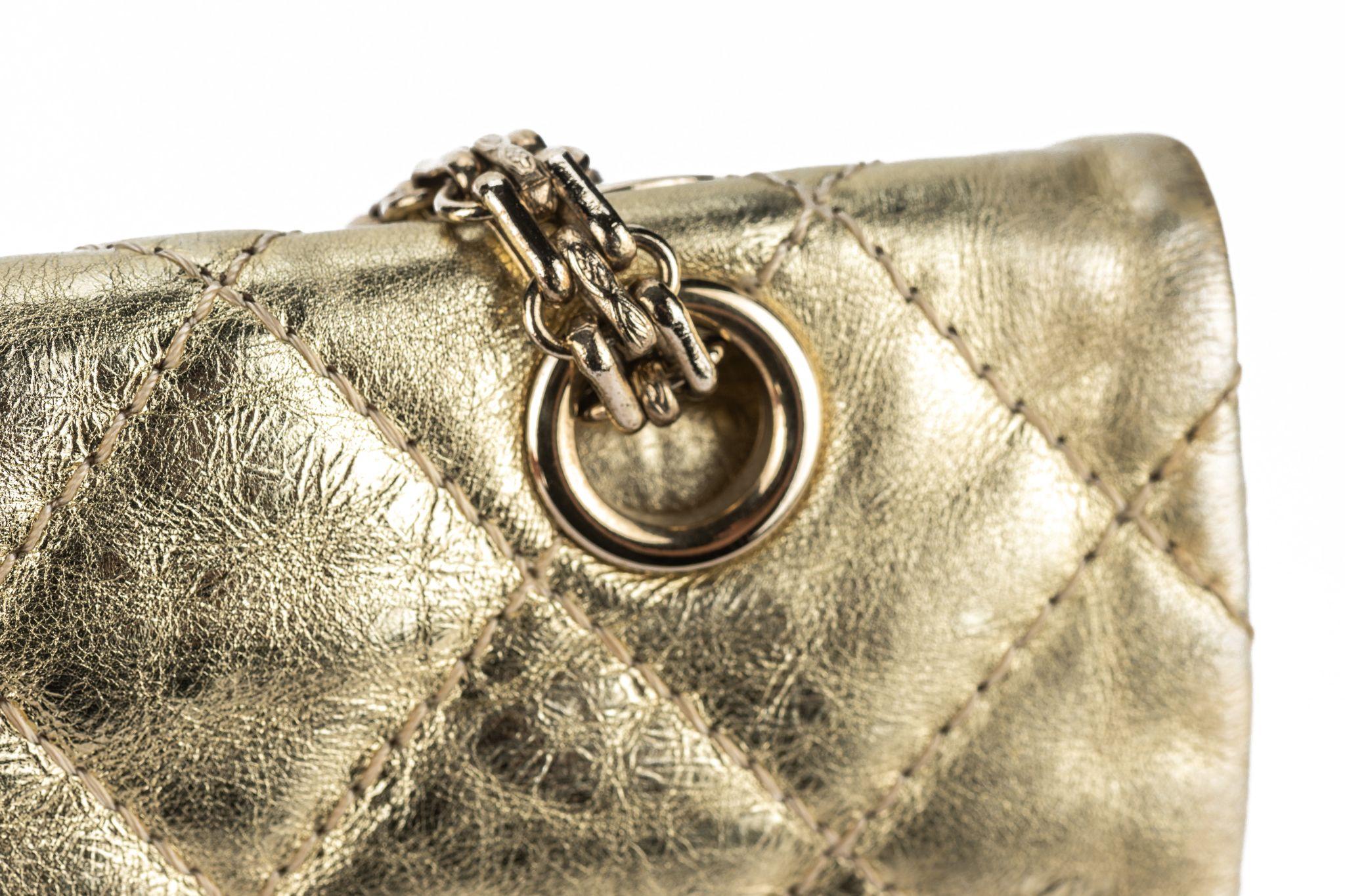 Chanel Gold Metallic Reissue 227 Double For Sale 3