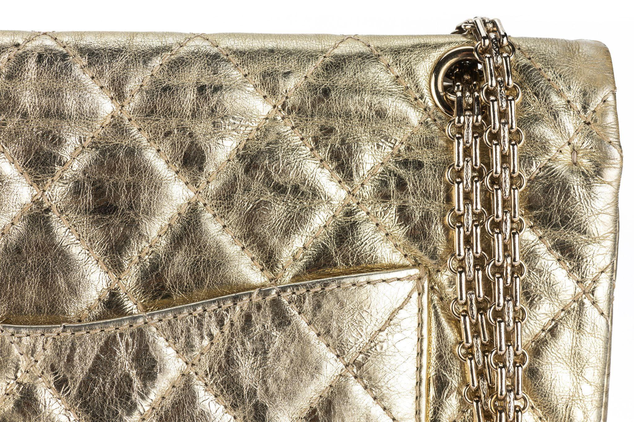 Chanel Gold Metallic Reissue 227 Double For Sale 4