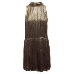 Chanel Gold Metallic Silk Sleeveless Dress