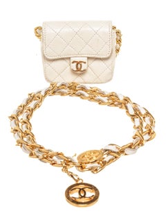 Chanel Gold Micro Mini Flap Bag Braided Belt