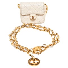 Vintage Chanel Gold Micro Mini Flap Bag Braided Belt