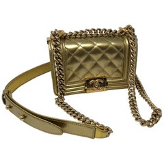 Chanel Gold Mini Boy Crossbody Bag