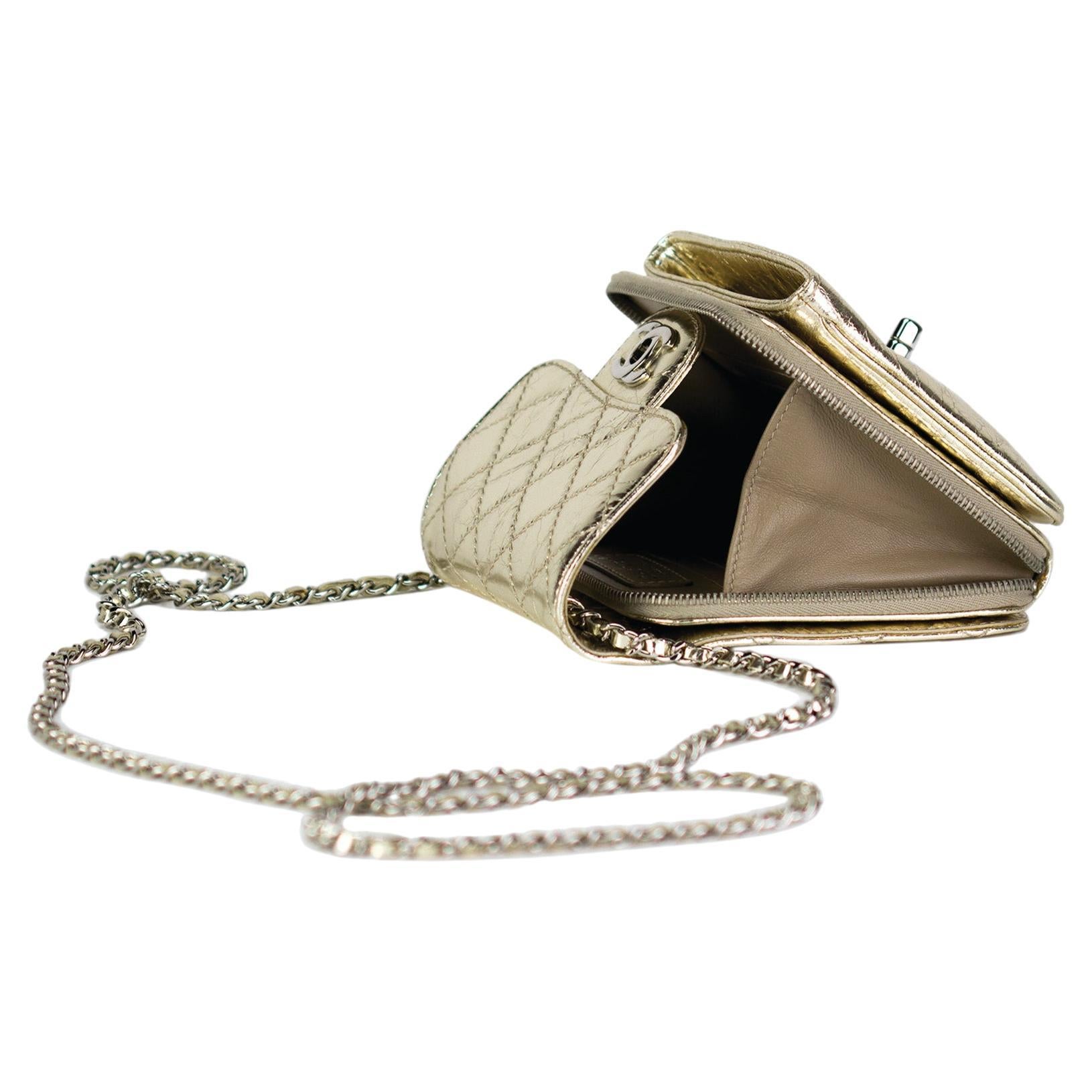 Chanel Gold Mini Diamond Gesteppte CC Crossbody Tasche im Angebot 4