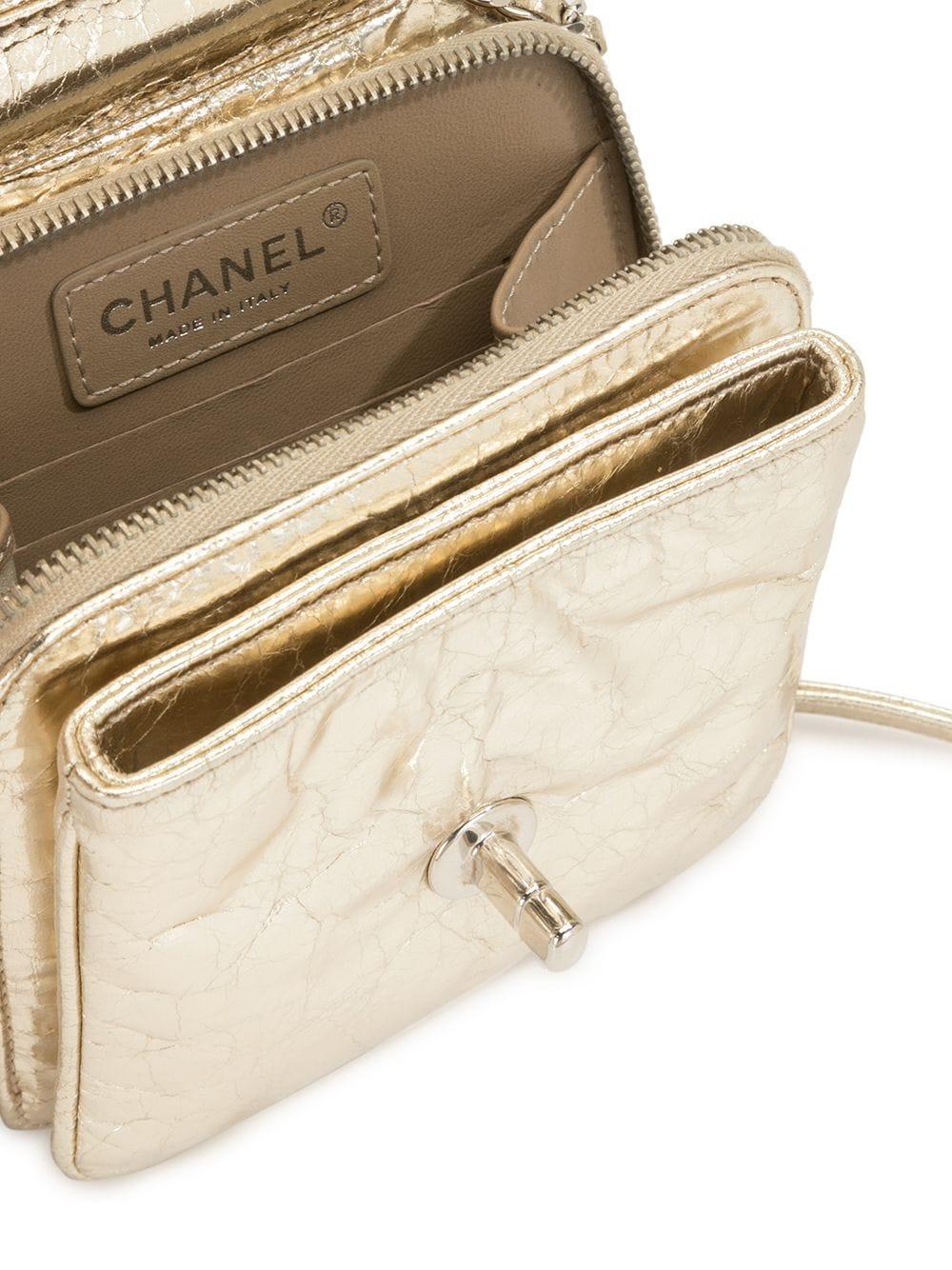Chanel Gold Mini Diamond Quilted CC Crossbody Bag For Sale 2