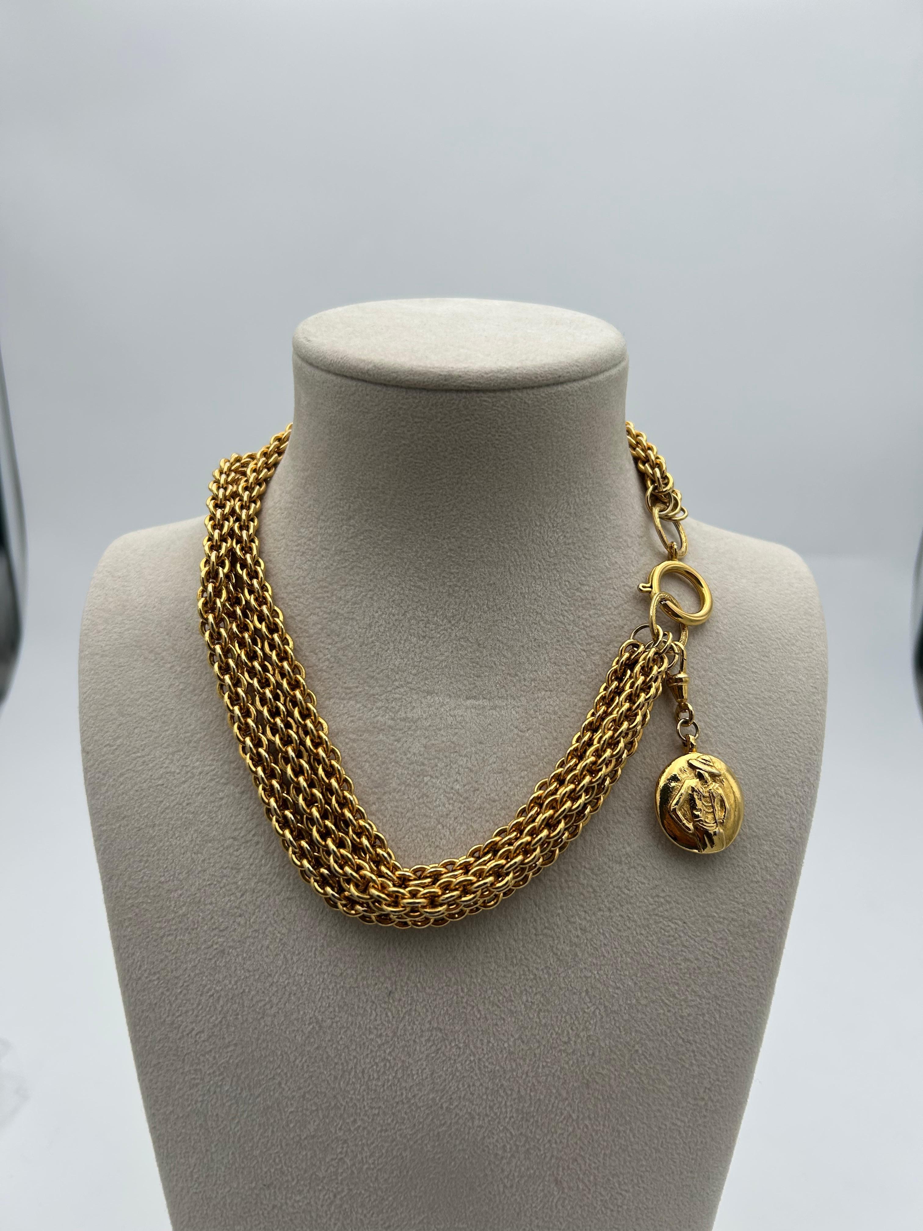 Chanel Gold-Plated Multi-Layer Necklace In Good Condition For Sale In Palm Beach, FL