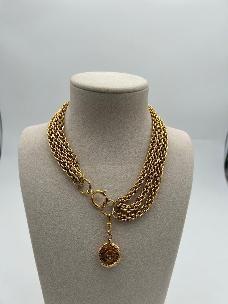 CHANEL Gold-Tone Coin Medallion Layered Necklace Vintage Chanel Medallion Choker Necklace, Gold Plated, Made  main image 3